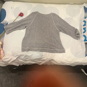 Eileen Fisher Heather Gray Organic Cotton Women's Sweater 3/4 Sleeves Medium
